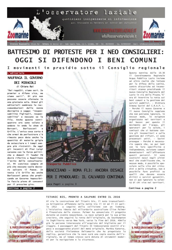 L'osservatore d'Italia edizione del 26 Marzo 2013